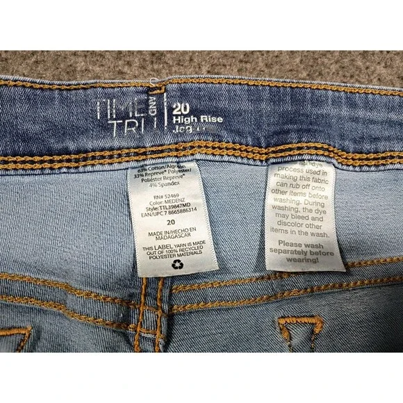 Time & Tru Core Jegging Womens Jeans High Rise Skinny SZ XXL (20) Blue Pull On - Picture 11 of 12